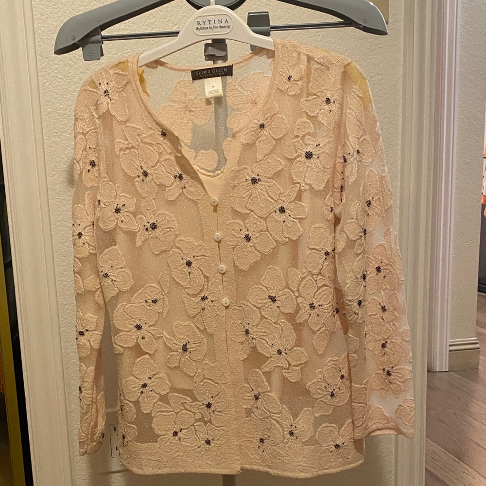 Lace Floral Button-Front Top (set of two)